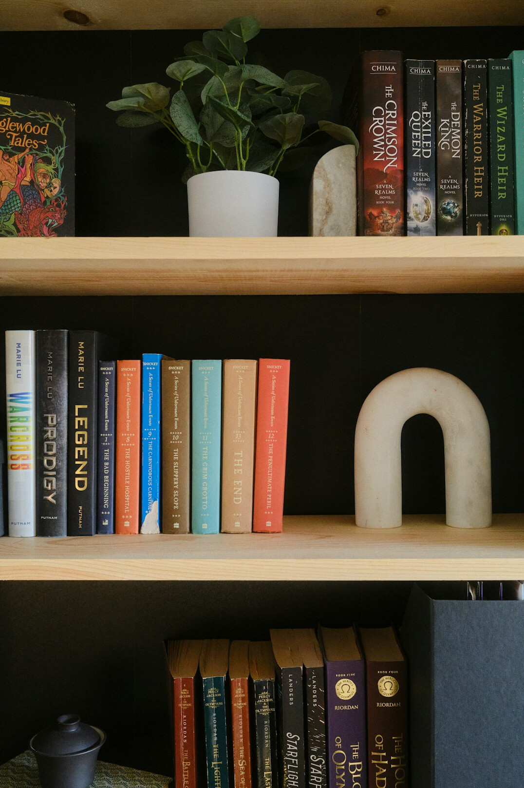 Bookshelf filled with mystery novels