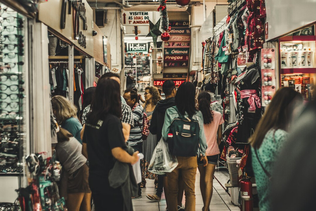 group of teens in store
